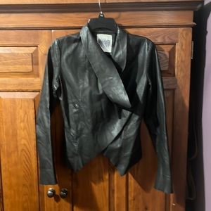 Bb Dakota  black snap button leather jacket coat s